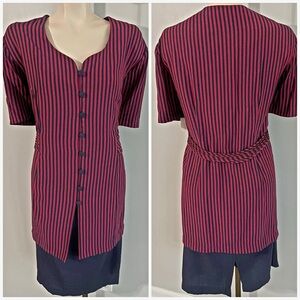 Vintage 90s Lady Dorby Striped Midi Dress 18W NWT Secretary Core